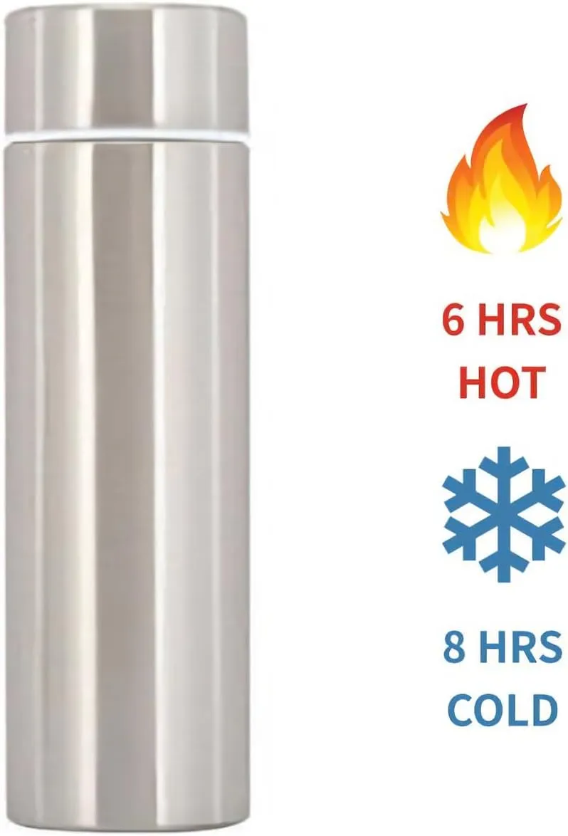 Jumigra Insulated Water Bottle, 18/8 (304) Stainless Steel, Super Slim Skinny Mini, Portable, Leak Proof, 5oz, Silver