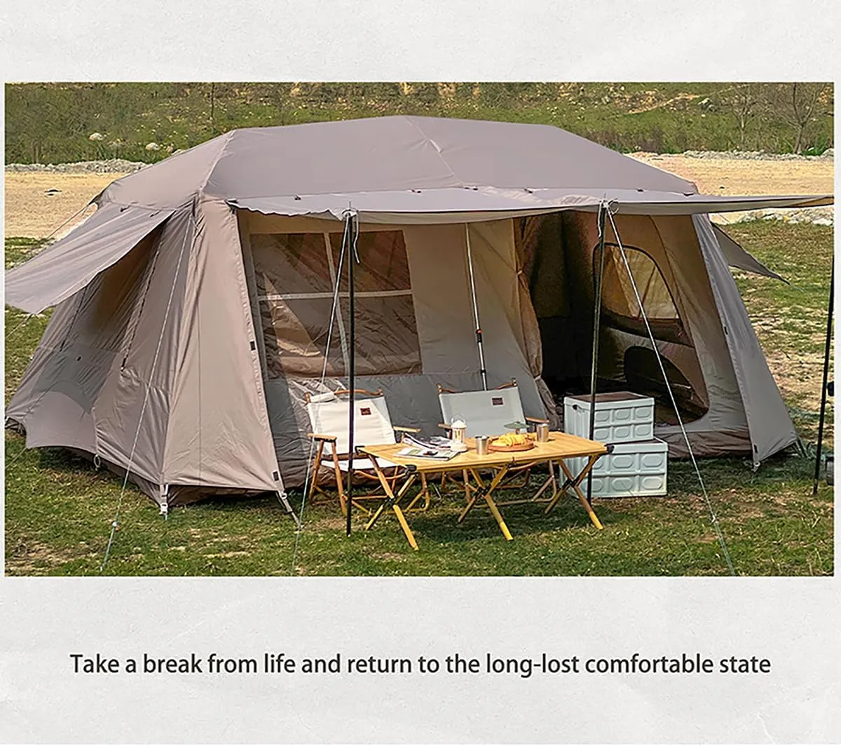 Jupiter 5/6/13 Outdoor Camping Tent for 4/6/8 People, Fully Automatic Quick Opening, for Outdoor Picnic, Park & Family Use, Silver Coated Sunscreen & Waterproof