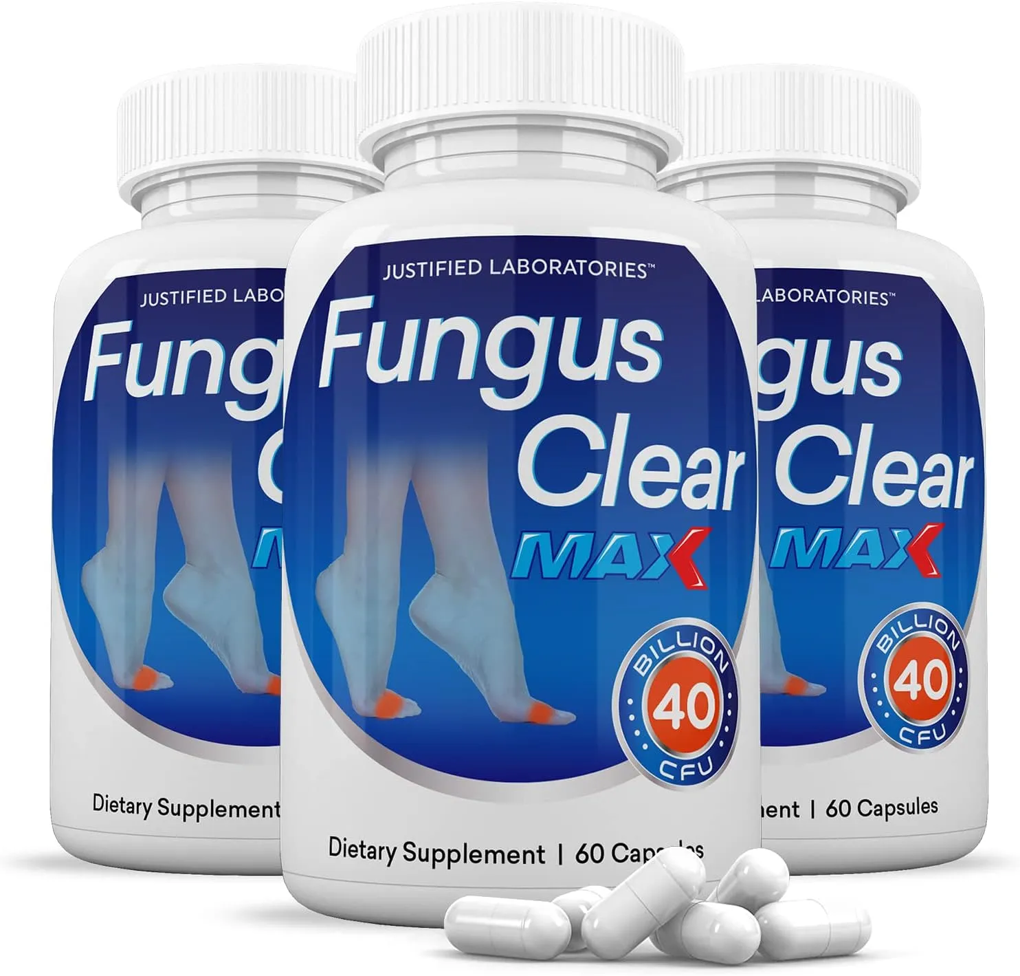 Justified Laboratories (3 Pack) Fungus Clear Max Pills 40 Billion CFU Probiotic 180 Capsules