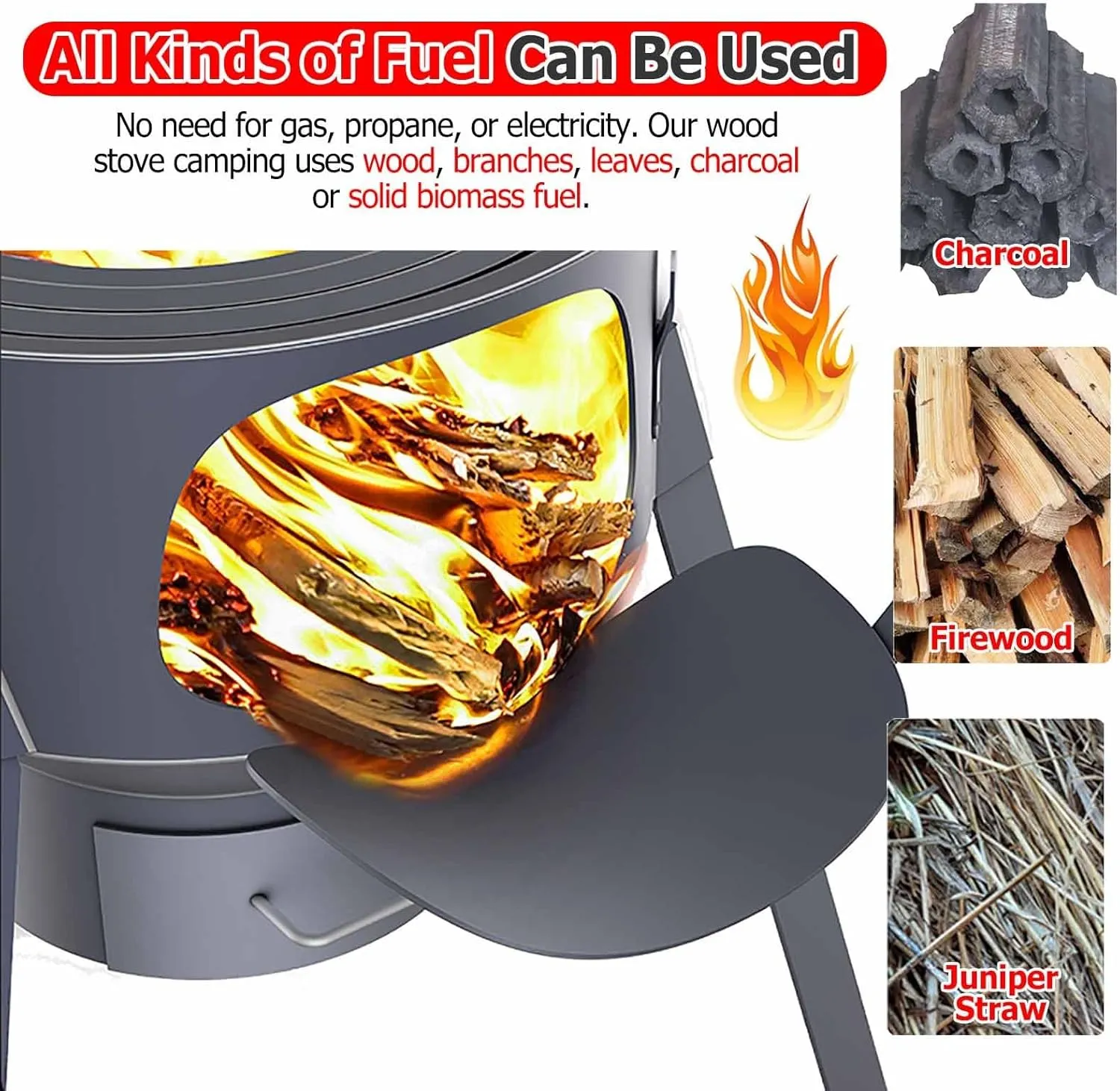 JYHHCYS Wood Burning Rocket Stove Camping - 41 61cm Tall Hot Tent Stove w/Detachable Legs for Heating and Cooking - Pot Belly Stove Ideal for Outdoor Picnic, BBQ, Hunting, Fishing(61x43cm/24x16.9in)