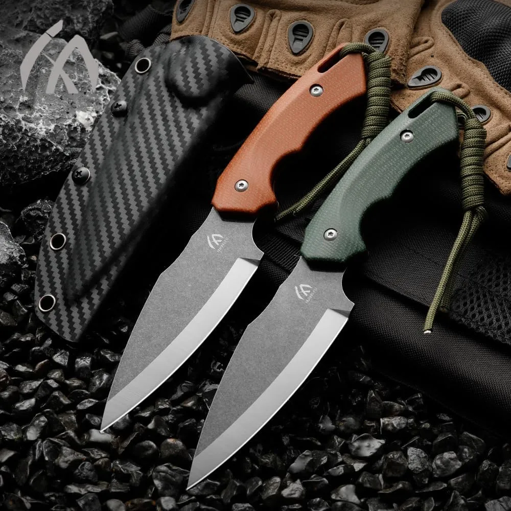 K110 Steel Hunting Knife, 10.23 Inches, Fixed Blade with Sheath, for Camping and Hiking (brown)