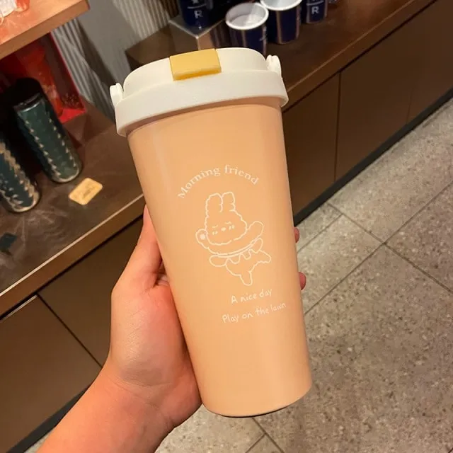 Kawaii Solid Color Cartoon Thermo Water Bottle 500ml