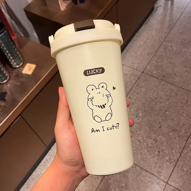 Kawaii Solid Color Cartoon Thermo Water Bottle 500ml