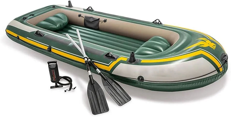Kayak 351×145×48CM PVC Thickened Inflatable Boat Drift Boat Fishing Boat Rubber Adult Adventure Canoe 4-Person Inflatable Kayak with Plastic Paddle and Air Pump