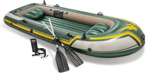Kayak 351×145×48CM PVC Thickened Inflatable Boat Drift Boat Fishing Boat Rubber Adult Adventure Canoe 4-Person Inflatable Kayak with Plastic Paddle and Air Pump