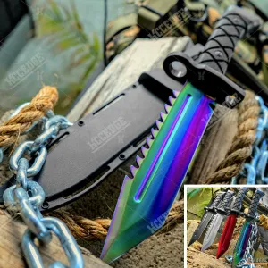 KCCEDGE BEST CUTLERY SOURCE Tactical Knife Hunting Knife Survival Knife Fixed Blade Knife Razor Sharp Edge Camping Accessories Camping Gear Survival Kit Survival Gear Tactical Gear 77077 (Rainbow)