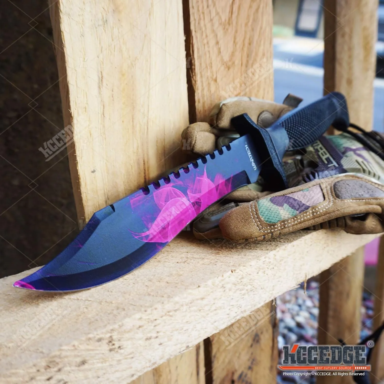 KCCEDGE BEST CUTLERY SOURCE Tactical Knife Survival Knife Hunting Knife Fixed Blade Knife Razor Sharp Edge Camping Accessories Camping Gear Survival Kit Survival Gear Tactical Gear 54658 (Purple)
