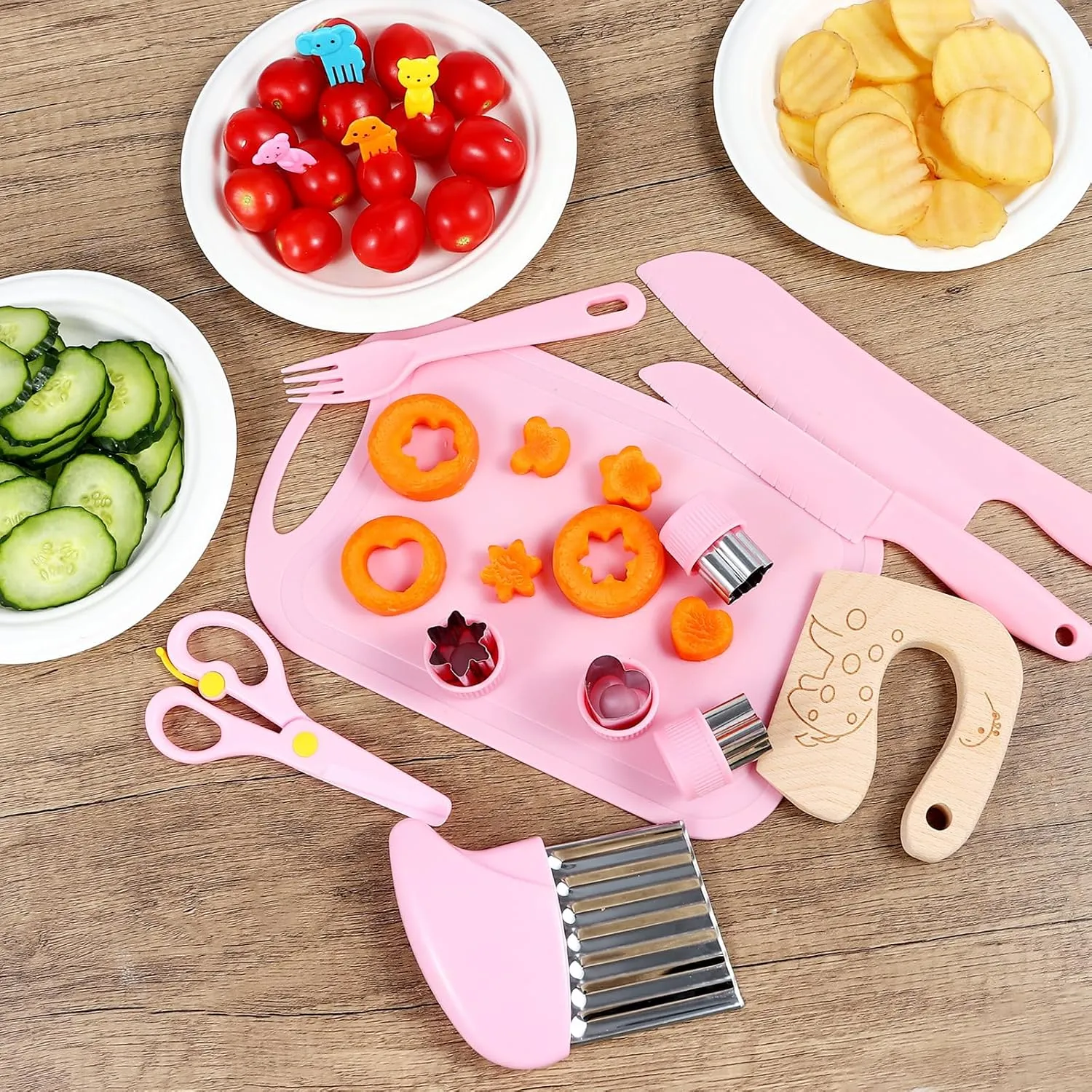 Kids Cooking and Toddler Knife Toys Set - 30Pcs Kids Knifes for Real Cooking and Baking Accessories , Toddlers Kitchen Tools Ages 3-10 Kids Birthday Gift (36 PCS-B)