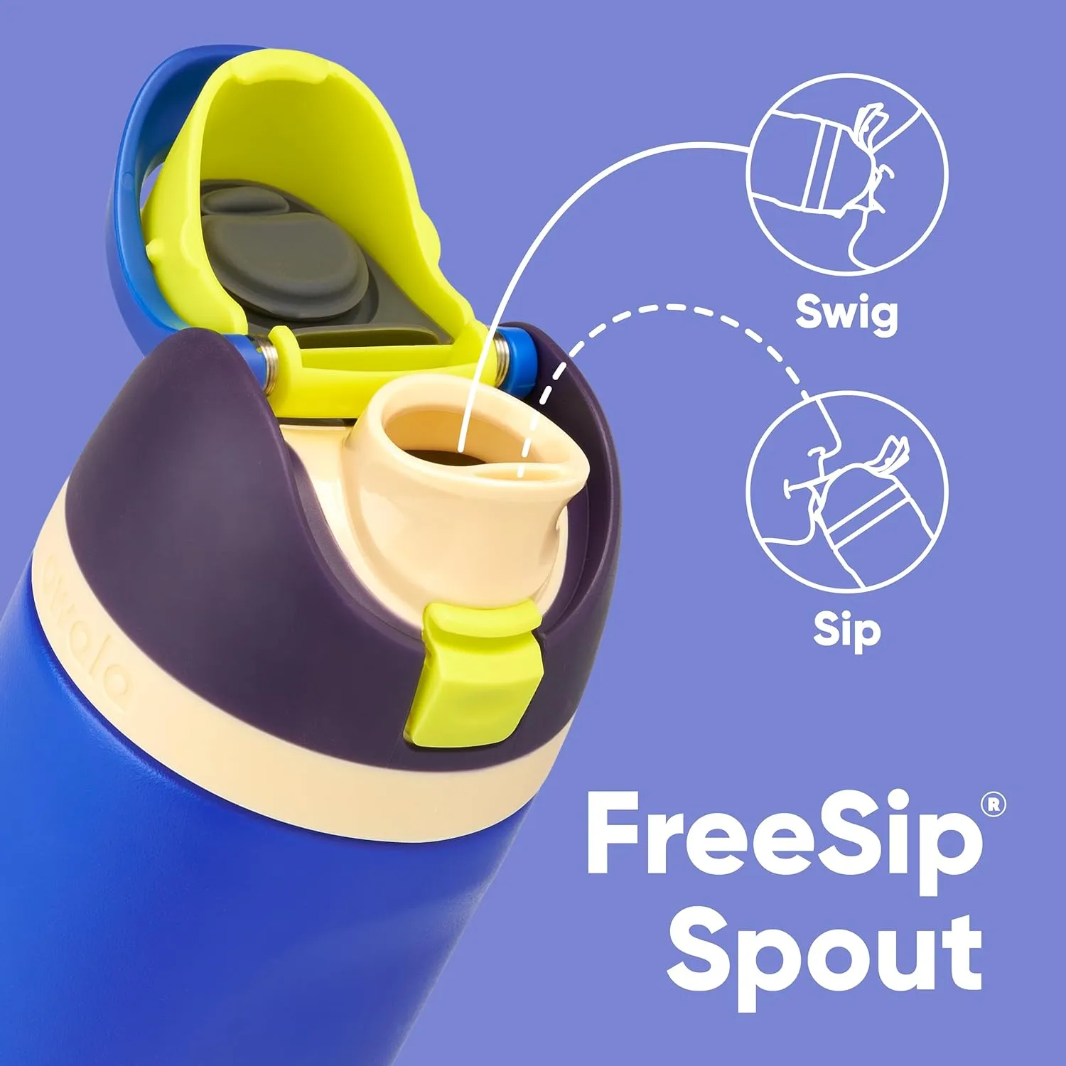 Kids FreeSip Insulated Stainless Steel Water Bottle with Straw for Sports, Travel, and School, BPA-Free Sports Water Bottle, 16 oz, Celestial Sphere