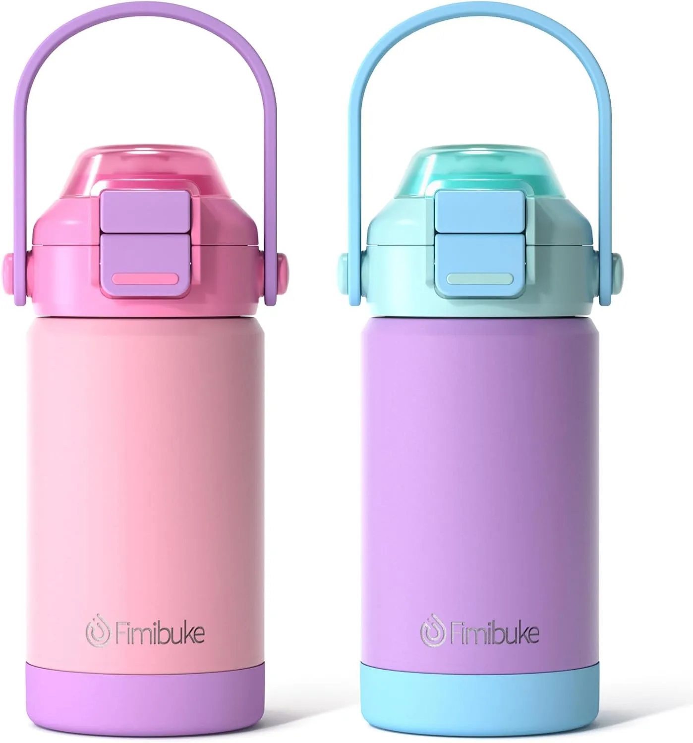 Kids Insulated Water Bottle with Pop-Open Straw & Spout 2-in-1 Lid, 14oz Kids Insulated 18/8 Stainless Steel Water Bottle for School Girls Boys Toddler Water Bottle Leak Proof Kids Cups, Macaron