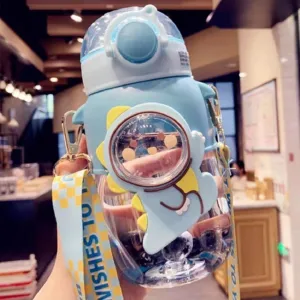 Kids Water Bottle for School Boys Girl Kawaii Cup with Straw Cute Cartoon Leakproof Mug Travel Drinking Tumbler BPA Free