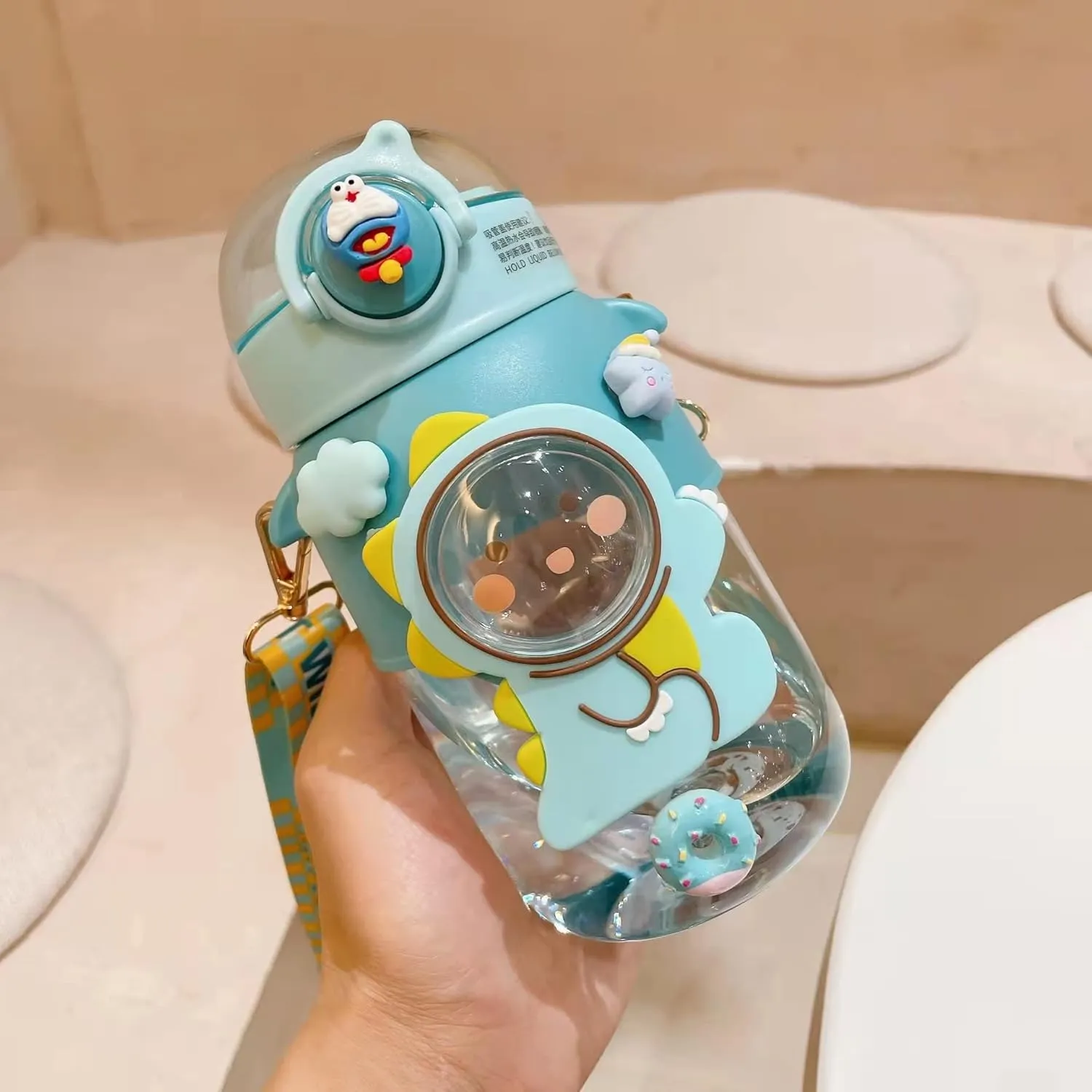 Kids Water Bottle for School Boys Girl Kawaii Cup with Straw Cute Cartoon Leakproof Mug Travel Drinking Tumbler BPA Free