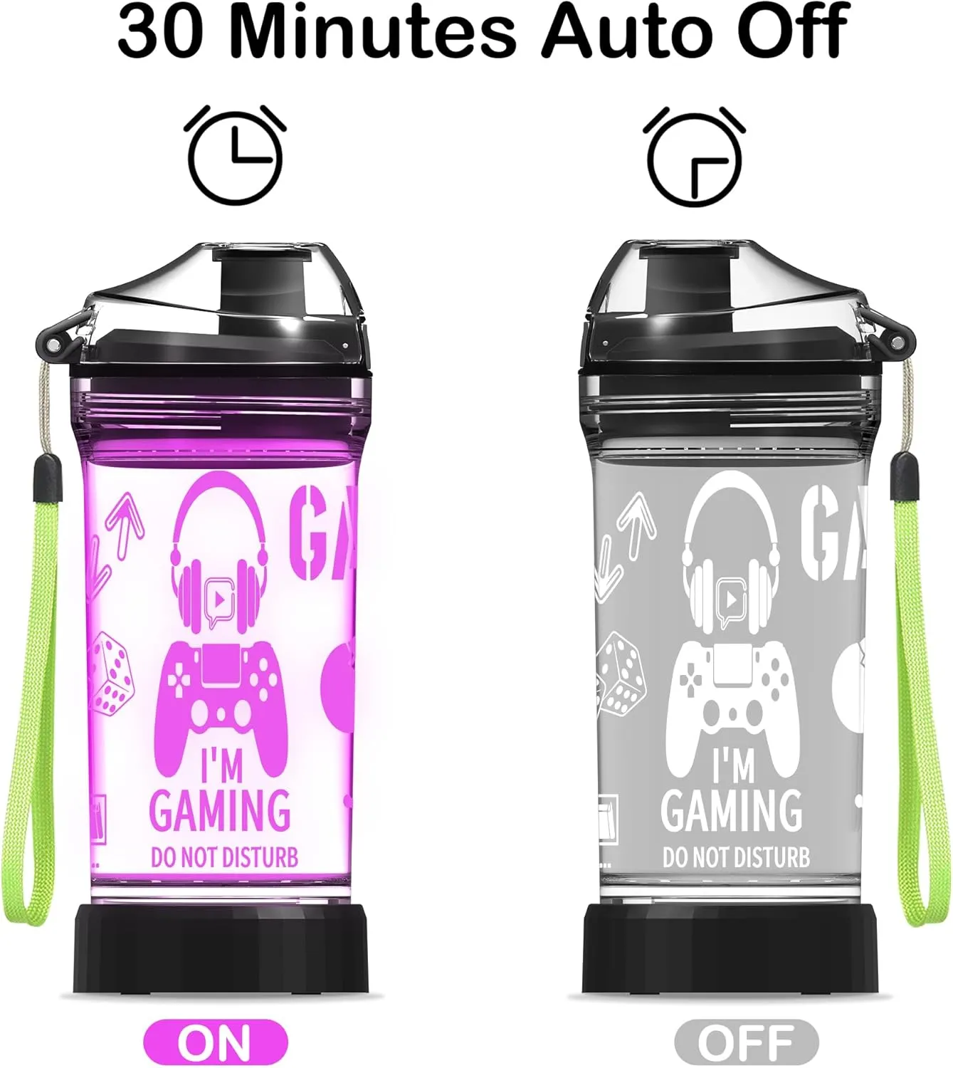 Kids Water Bottle, Game-themed Light-Up Sport Cup with 3D Glowing LED Game Light – 14 OZ Tritan BPA-Free - Camping, and Holidays (Game)…