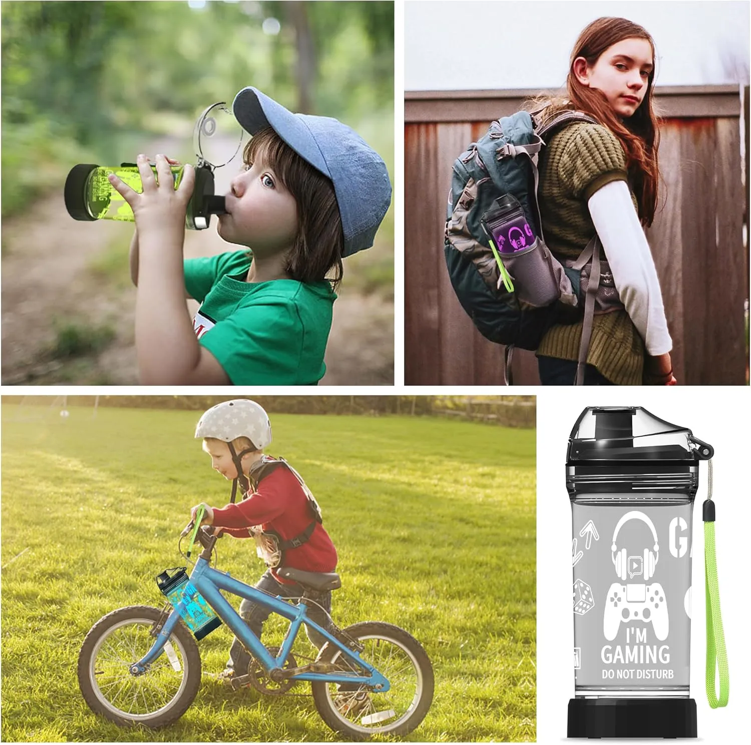 Kids Water Bottle, Game-themed Light-Up Sport Cup with 3D Glowing LED Game Light – 14 OZ Tritan BPA-Free - Camping, and Holidays (Game)…