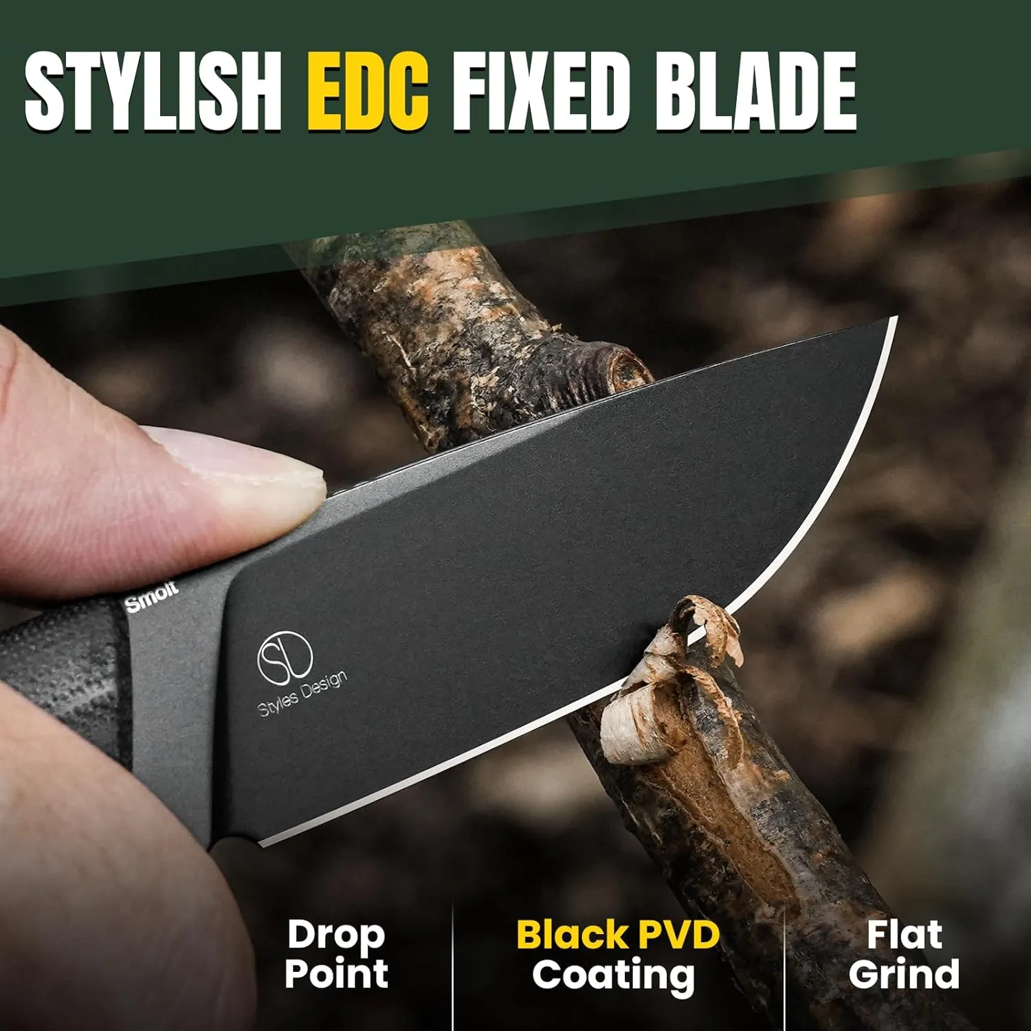 Kizer Smolt Fixed Blade Knife, 2.93 In D2 Steel Pocket Knife Drop Point Camping Fixed-blade Knives with Sheath, G10&PEI Handle Small EDC Fixed Knife for Men Women Outdoor Indoor 1063A4