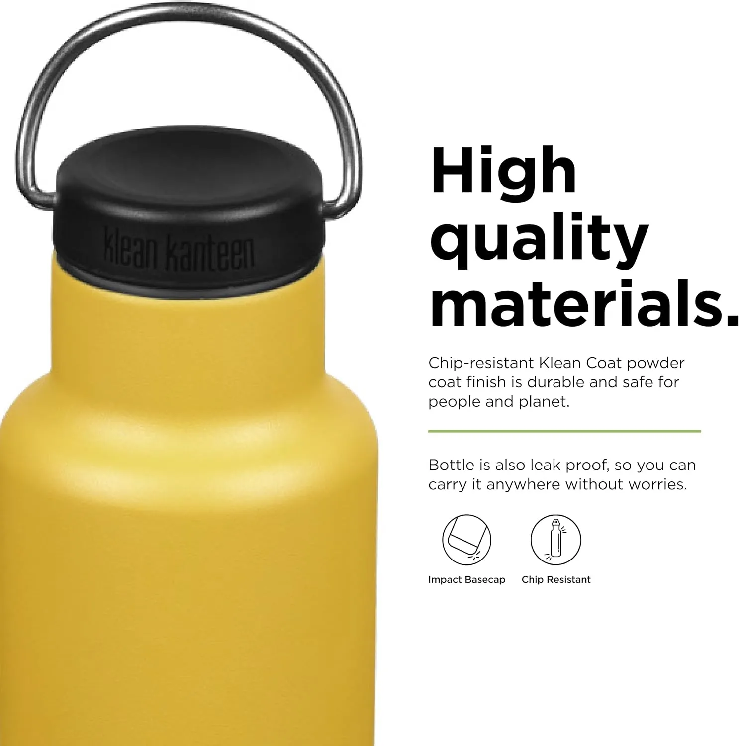 Klean Kanteen Classic Insulated Water Bottle with Loop Cap - Stainless Steel Drinking Bottle for Hot & Cold Beverages - Dishwasher-Safe Travel Bottle - Marigold, 20 oz
