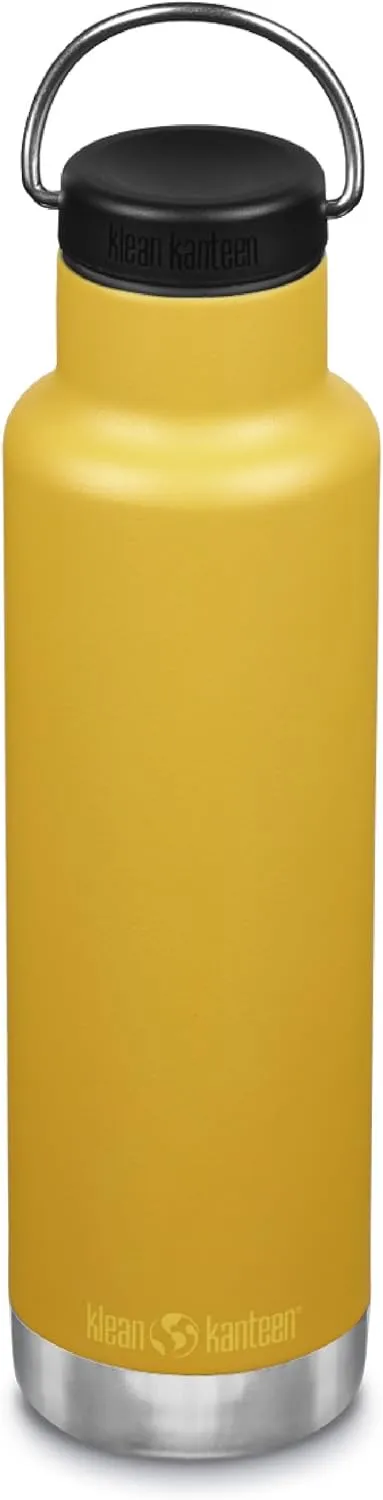 Klean Kanteen Classic Insulated Water Bottle with Loop Cap - Stainless Steel Drinking Bottle for Hot & Cold Beverages - Dishwasher-Safe Travel Bottle - Marigold, 20 oz