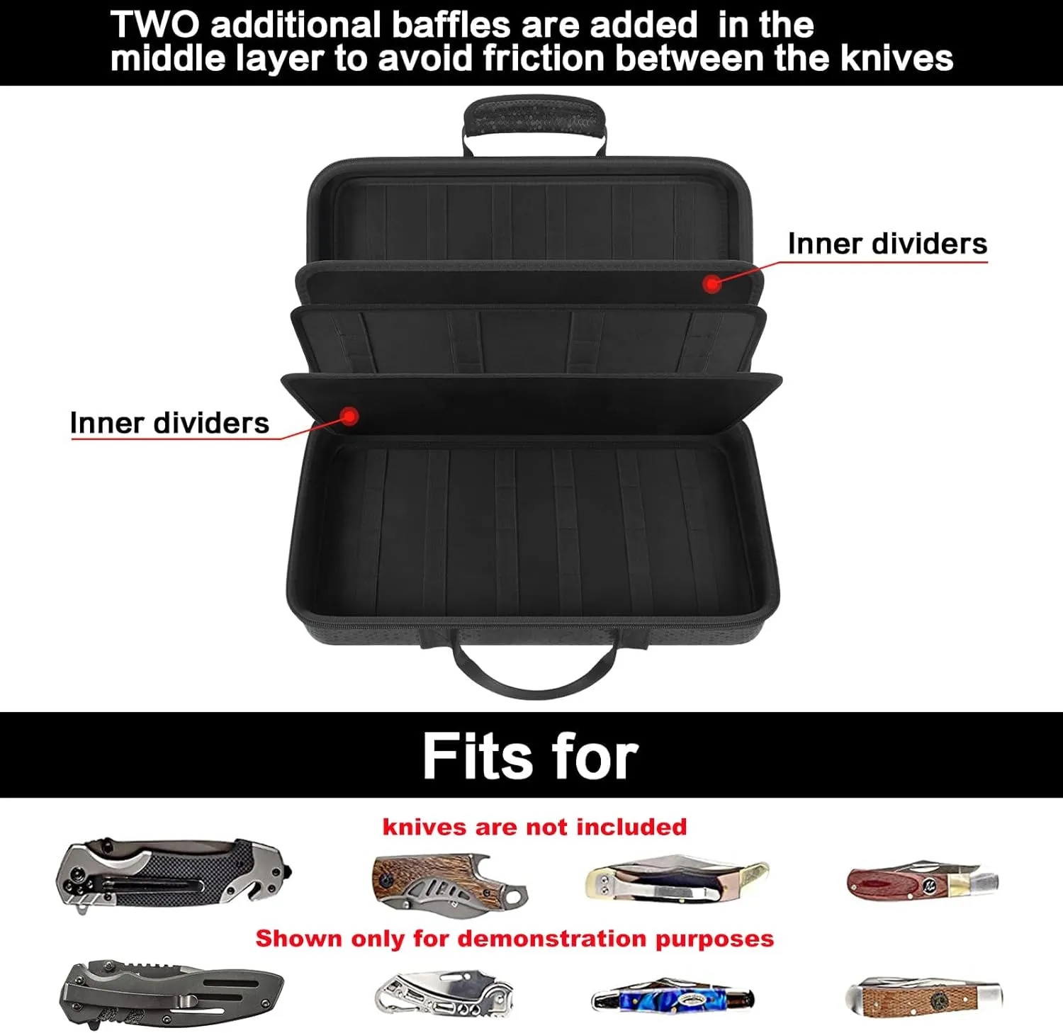 Knife Display Case for 64  Pocket Knives, Folding Knives Cases for Collections, Butterfly Knife Storage Bag Holder Roll Organizer for Survival, Tactical, Outdoor, Kitchen, EDC Mini Knife- Black