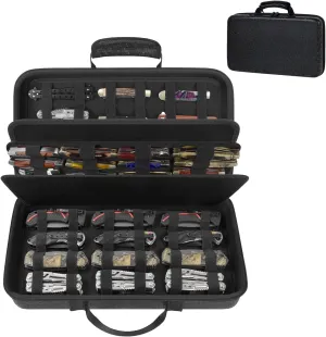 Knife Display Case for 64  Pocket Knives, Folding Knives Cases for Collections, Butterfly Knife Storage Bag Holder Roll Organizer for Survival, Tactical, Outdoor, Kitchen, EDC Mini Knife- Black