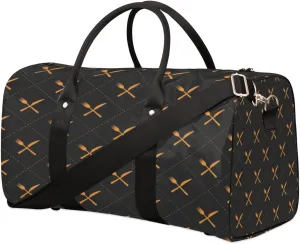 Knife Fork Tableware Pattern Travel Duffel Bag, Black Sports Tote Gym Bag, Foldable Weekender Overnight Bag, Luggage Handle Bag for Women Men