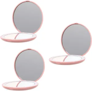 KOHARA 3pcs Folding Vanity Mirror 10x Magnifying Mirror with Light Compact Cosmetic Mirror Round Purse Mirror Purses for Women Small Size Led Cosmetic Mirror Foldable Travel Small Pocket