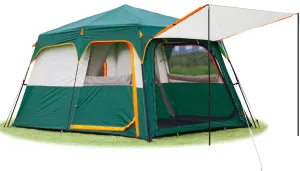 KTT Instant Tent 6-8 Person(B),Large Family Cabin Tents,Automatic Tent Build Quickly in 60S,2 Rooms,2 Top Windows,3 Doors and 3 Windows with Mesh,Waterproof,Big Tents for Outdoor,Picnic,Camping.