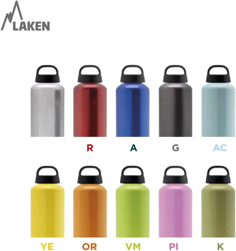 Laken Classic Aluminum Water Bottle, Wide Mouth with Screw Cap and Loop, BPA Free, Made in Spain, 25oz, Khaki