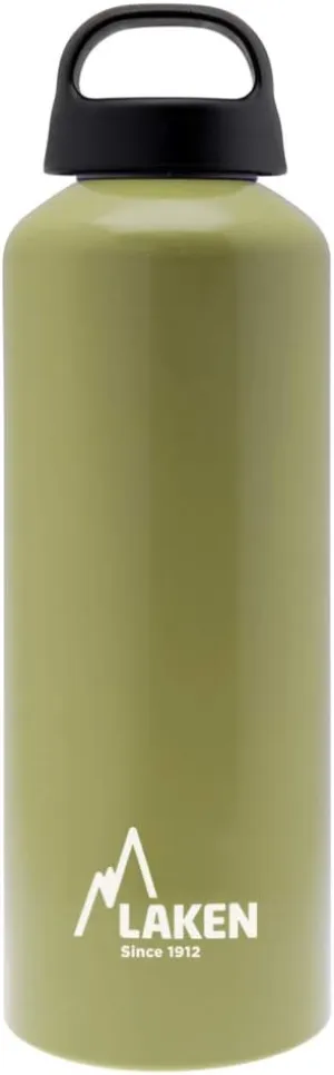 Laken Classic Aluminum Water Bottle, Wide Mouth with Screw Cap and Loop, BPA Free, Made in Spain, 25oz, Khaki