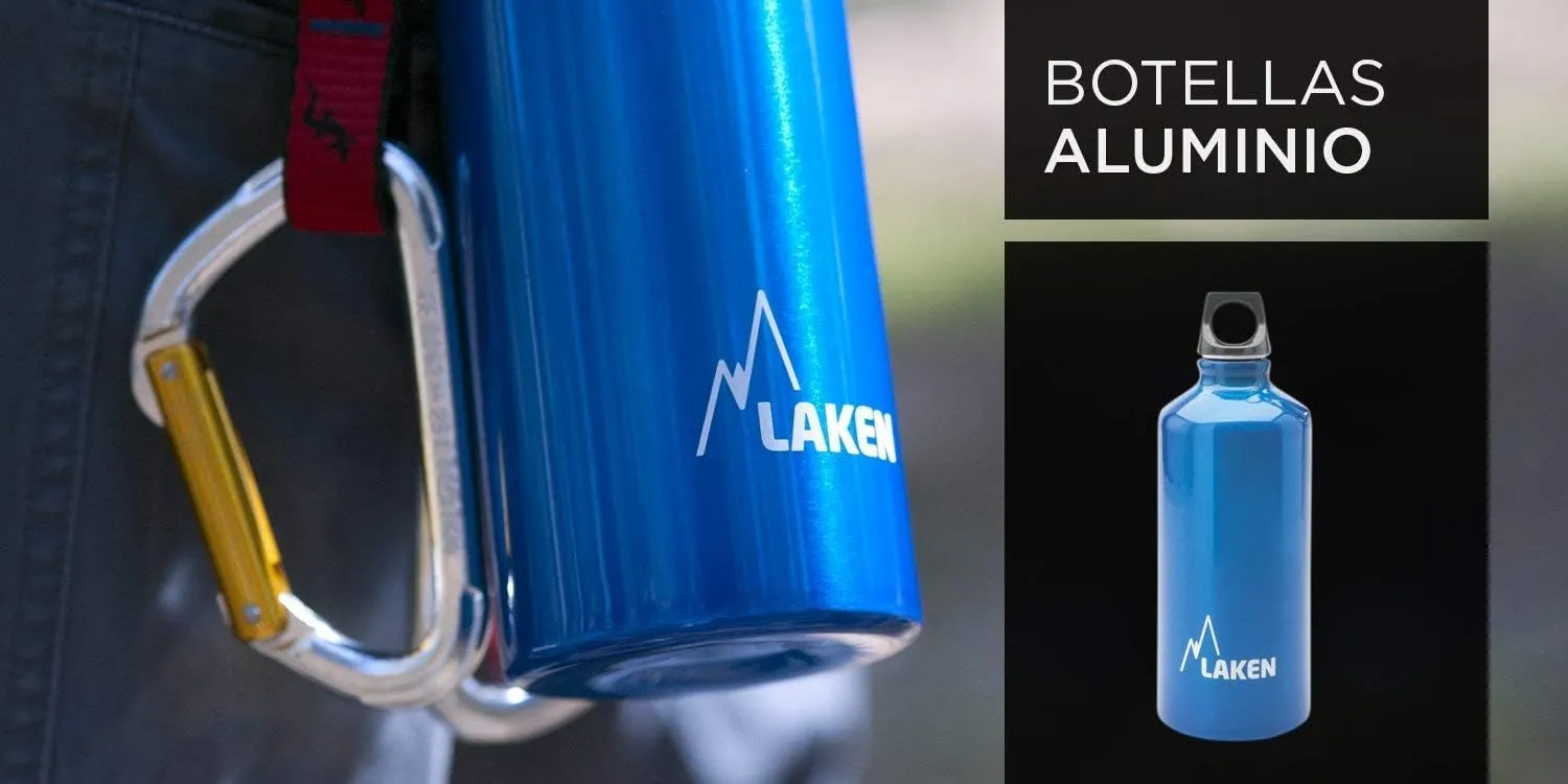 Laken Futura Aluminum Water Bottle - Narrow Mouth, Screw Cap with Loop - Leak-Proof, BPA Free, Made in Spain - 20oz, Yellow