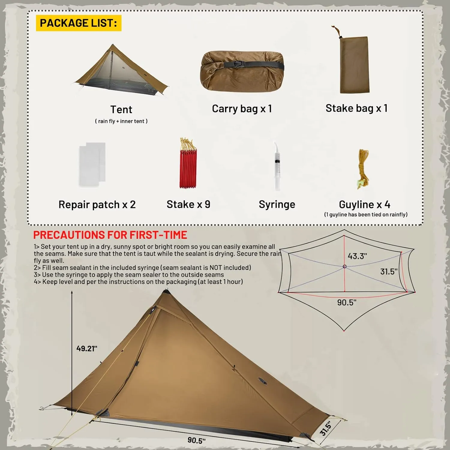 LANSHAN Ultralight Tent 3-Season Backpacking Tent for 1-Person or 2-Person Camping, Trekking, Kayaking, Climbing, Hiking