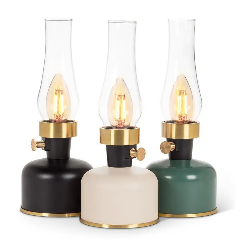 Lantern LED Lamp with Chimney Black