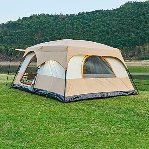 Large Family Tents for Camping 8-12 Person with Living Area, Portable Instant Tent with Removable Rainfly, Waterproof, Big Automatic Tent for Outdoor Hiking, Picnic, Gathering (KHA, Khaki