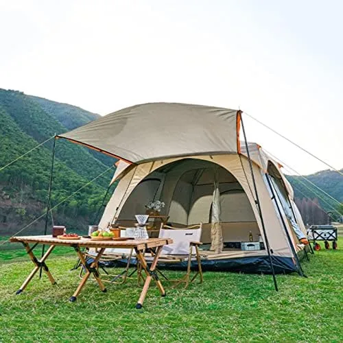 Large Family Tents for Camping 8-12 Person with Living Area, Portable Instant Tent with Removable Rainfly, Waterproof, Big Automatic Tent for Outdoor Hiking, Picnic, Gathering (KHA, Khaki