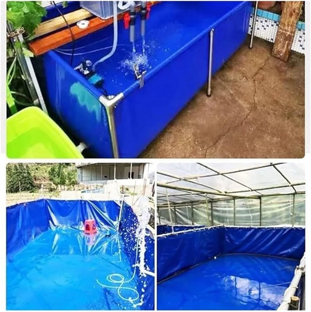 Large Foldable Aquaculture Fish Pond Liner, Portable Above Ground Water Tank for Garden Irrigation, Koi Breeding Reservoir (1x2.5x1m) - Durable Canvas Pool