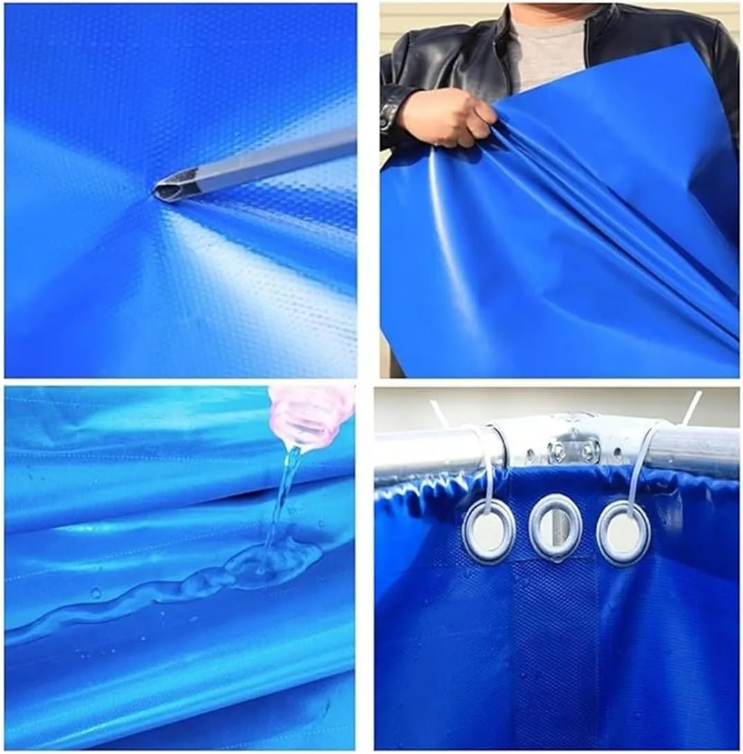 Large Foldable Aquaculture Fish Pond Liner, Portable Above Ground Water Tank for Garden Irrigation, Koi Breeding Reservoir (1x2.5x1m) - Durable Canvas Pool