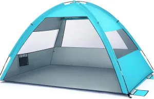 Large Pop up Beach Tent for 3-4 Person, Portable Sun Shelter Canopy with UPF 50  Uv Protection, Easy Setup Camping Tent for Beach Vacation and Outdoor Activities
