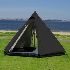 Large Space Pyramid Teepee Tent Ultralight Family Camping Tent Windproof Outdoor Teepee Tent for Adults 4 Person Double Layer Tent