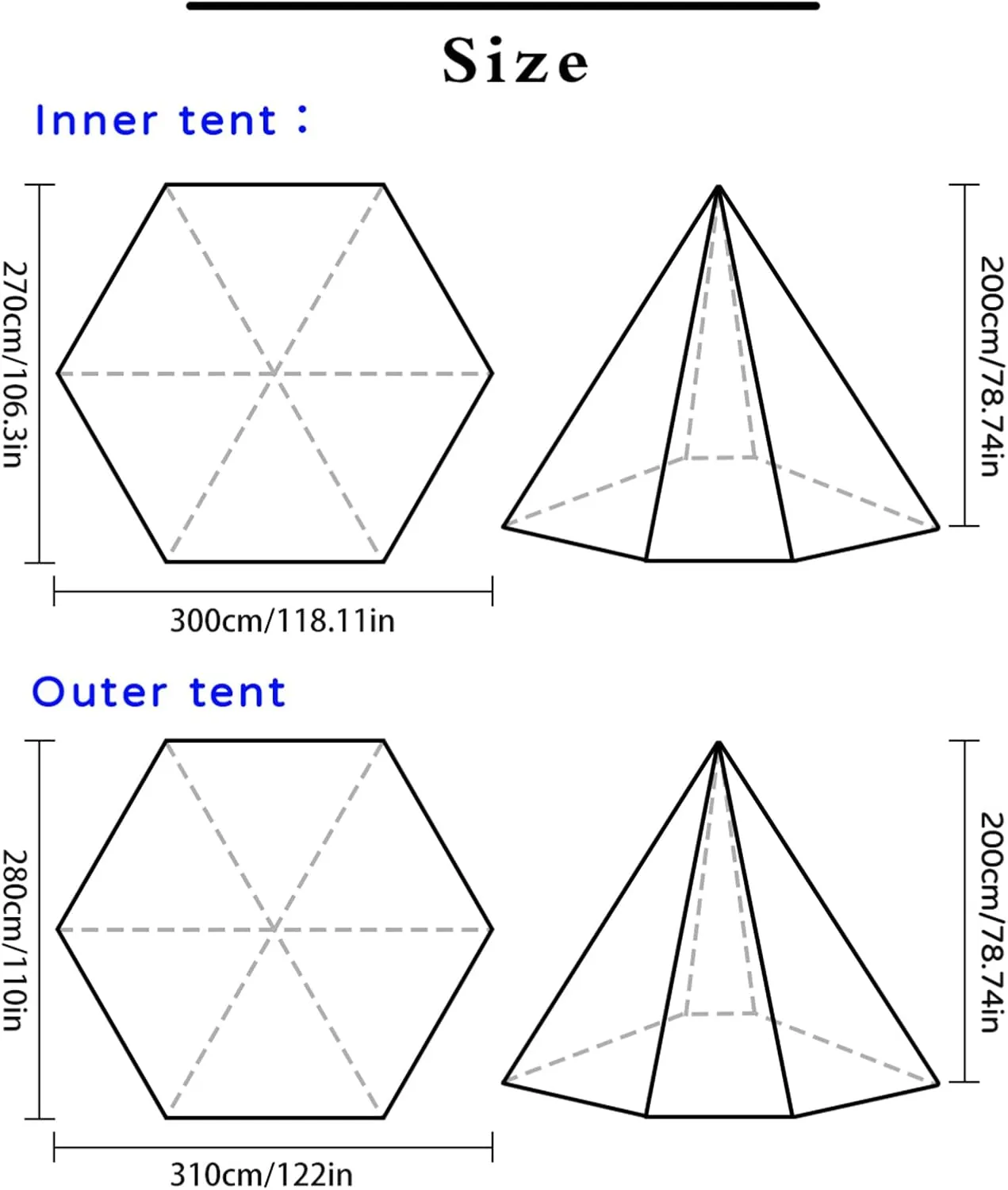 Large Space Pyramid Teepee Tent Ultralight Family Camping Tent Windproof Outdoor Teepee Tent for Adults 4 Person Double Layer Tent