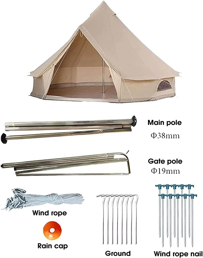 Large Space Pyramid Tipi Tent Ultralight Family Camping Tent Windproof Outdoor Teepee Tent for Adults 4 Person Double Layer Tents