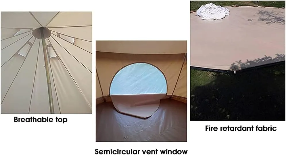 Large Space Pyramid Tipi Tent Ultralight Family Camping Tent Windproof Outdoor Teepee Tent for Adults 4 Person Double Layer Tents