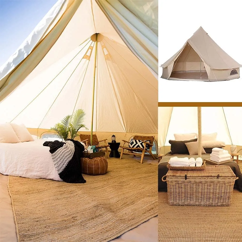 Large Space Pyramid Tipi Tent Ultralight Family Camping Tent Windproof Outdoor Teepee Tent for Adults 4 Person Double Layer Tents