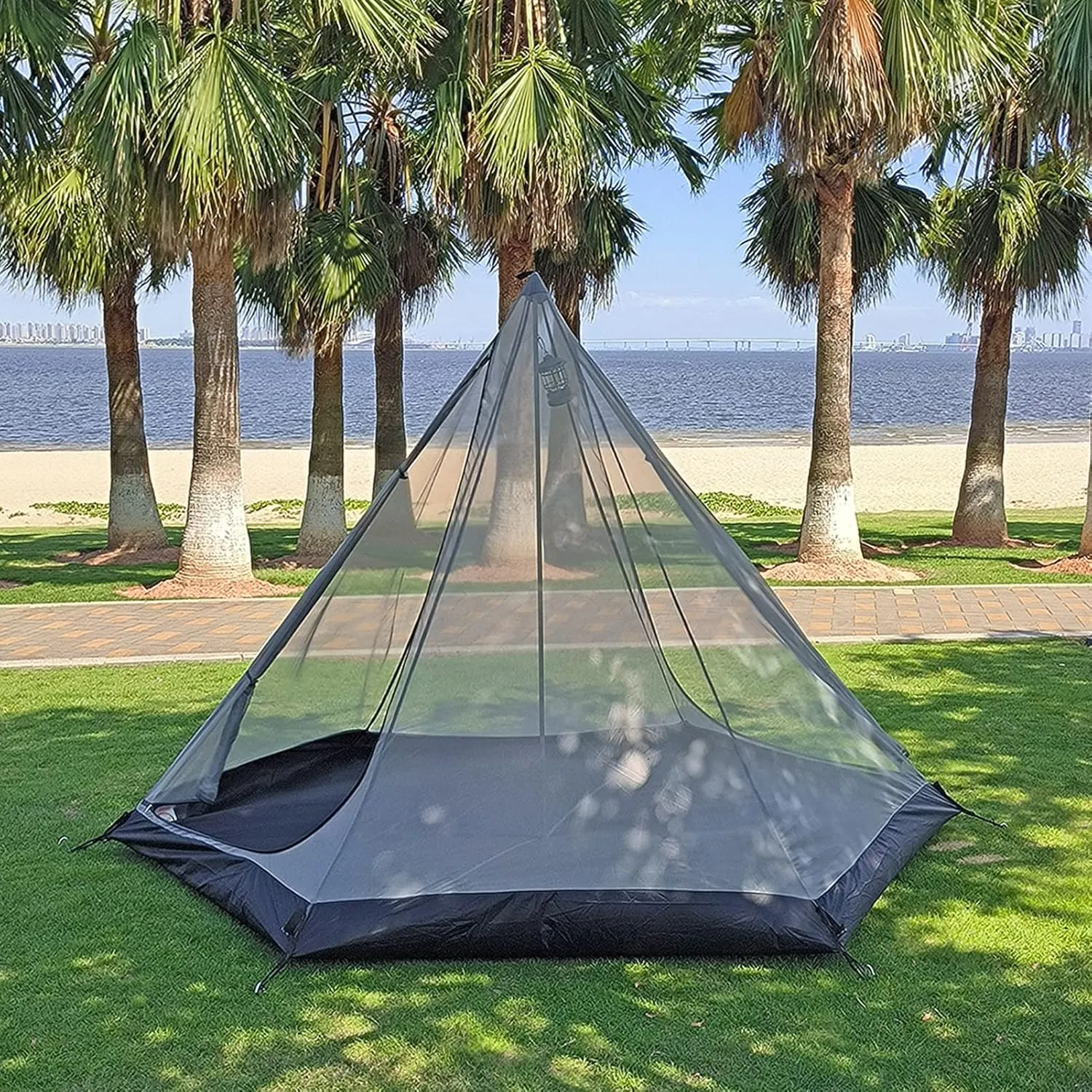 Large Space Pyramid Tipi Tent Ultralight Family Camping Tent Windproof Outdoor Teepee Tent for Adults 4 Person Double Layer Tents