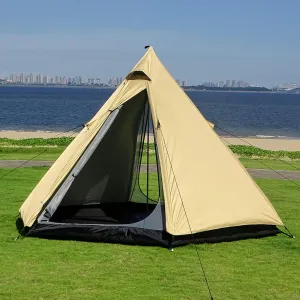 Large Space Pyramid Tipi Tent Ultralight Family Camping Tent Windproof Outdoor Teepee Tent for Adults 4 Person Double Layer Tents