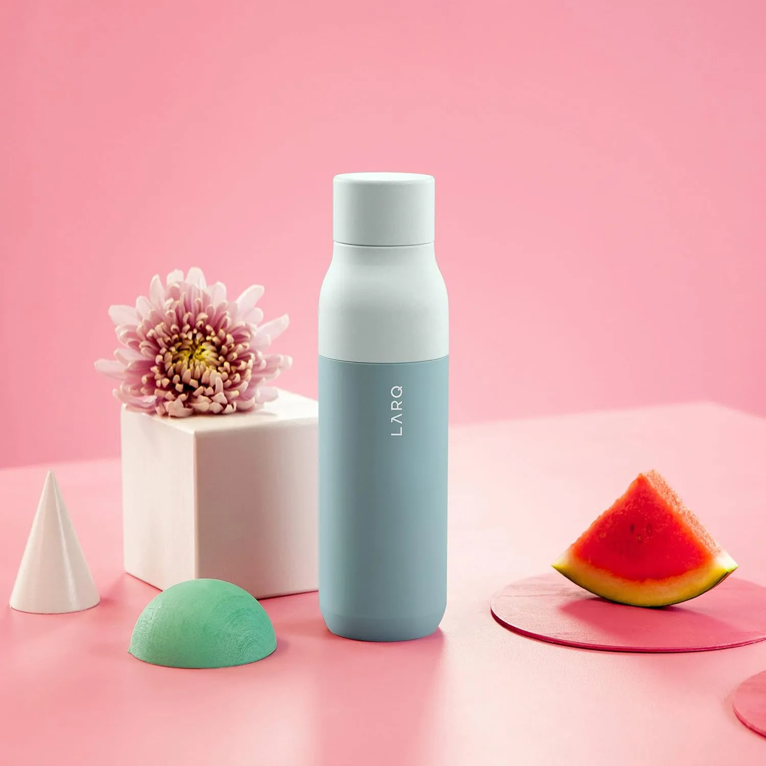LARQ Bottle Twist Top 17 oz - Insulated Stainless Steel Water Bottle | Thermos, BPA Free | Reusable Water Bottle for Camping, Office, and Travel | Keep Drinks Cold and Hot, Seaside Mint