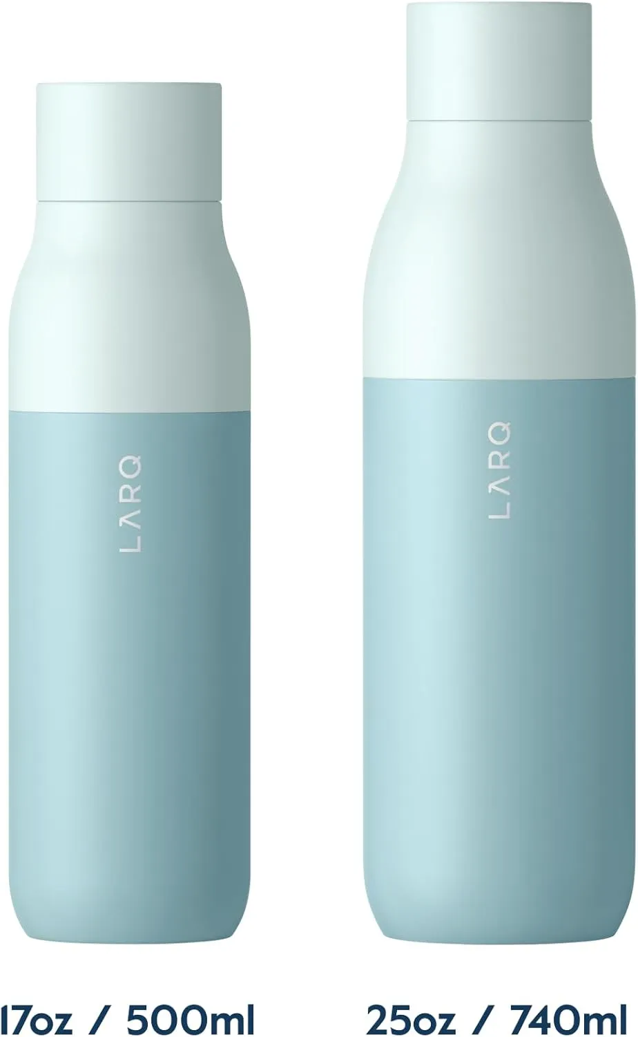 LARQ Bottle Twist Top 17 oz - Insulated Stainless Steel Water Bottle | Thermos, BPA Free | Reusable Water Bottle for Camping, Office, and Travel | Keep Drinks Cold and Hot, Seaside Mint