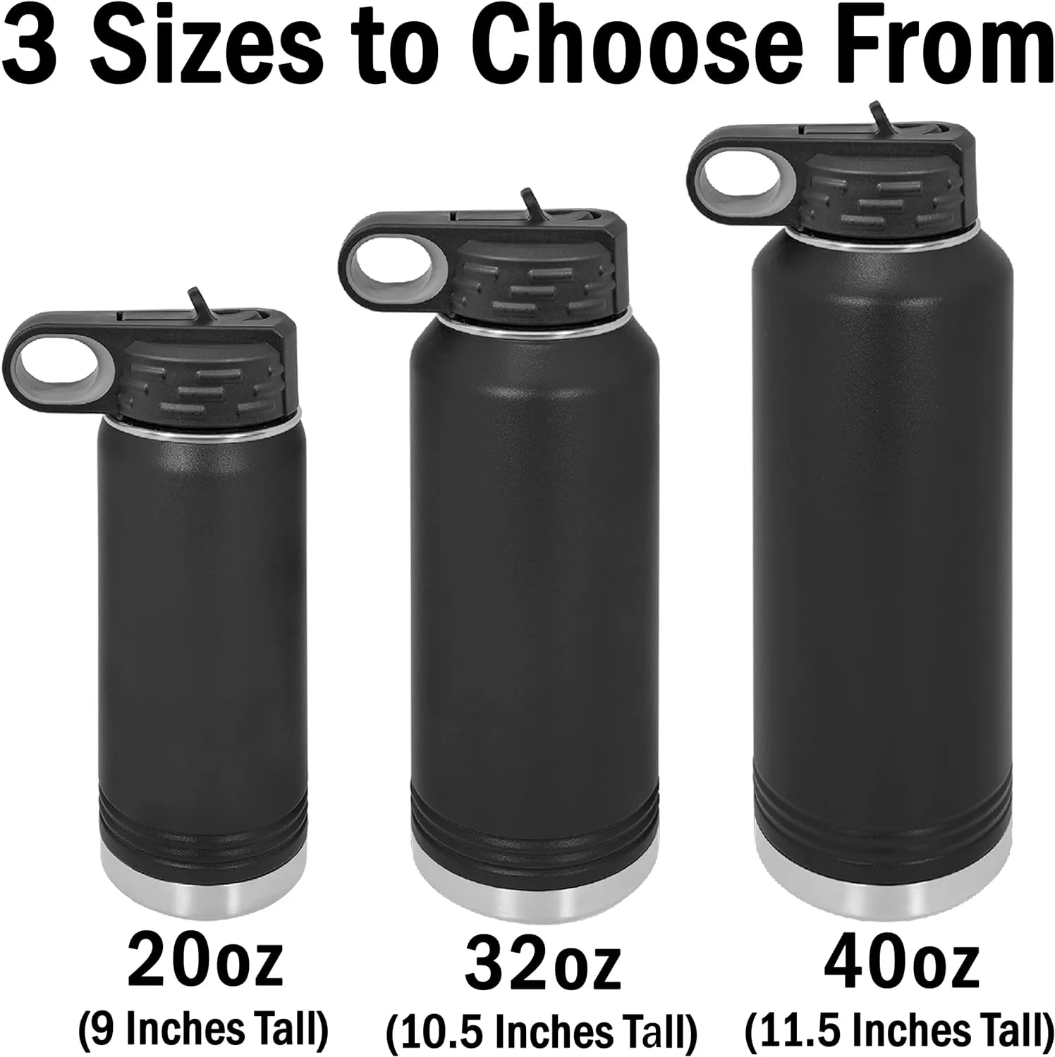 LaserGram Personalized Water Bottle, Trumpet, Stainless Steel Double Wall Vacuum Insulated with Flip Top Straw, Custom Engraved Gift (40oz / 1180ml Coral)