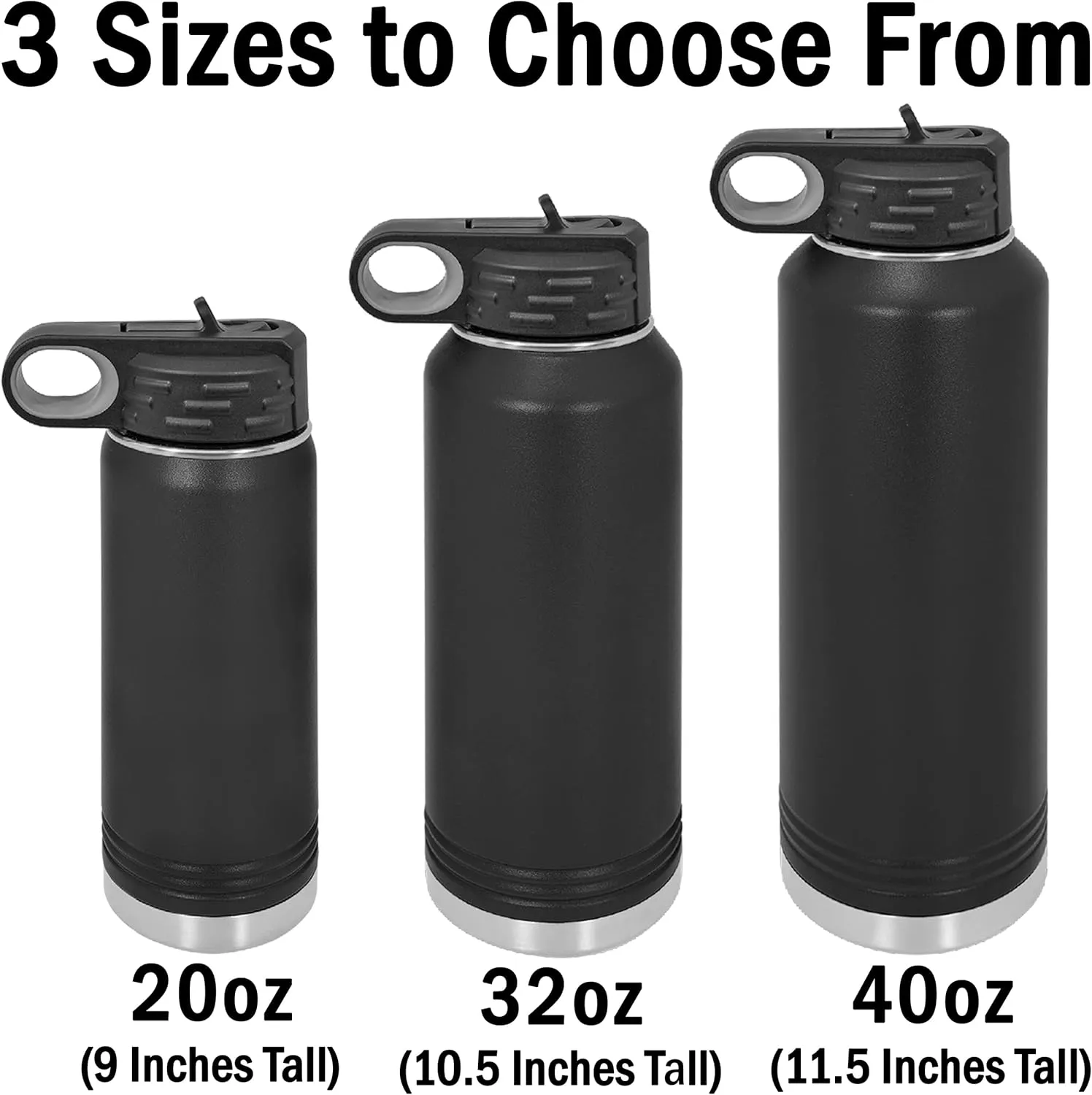 LaserGram Personalized Water Bottle, Trumpet, Stainless Steel Double Wall Vacuum Insulated with Flip Top Straw, Custom Engraved Gift (40oz / 1180ml Gray)