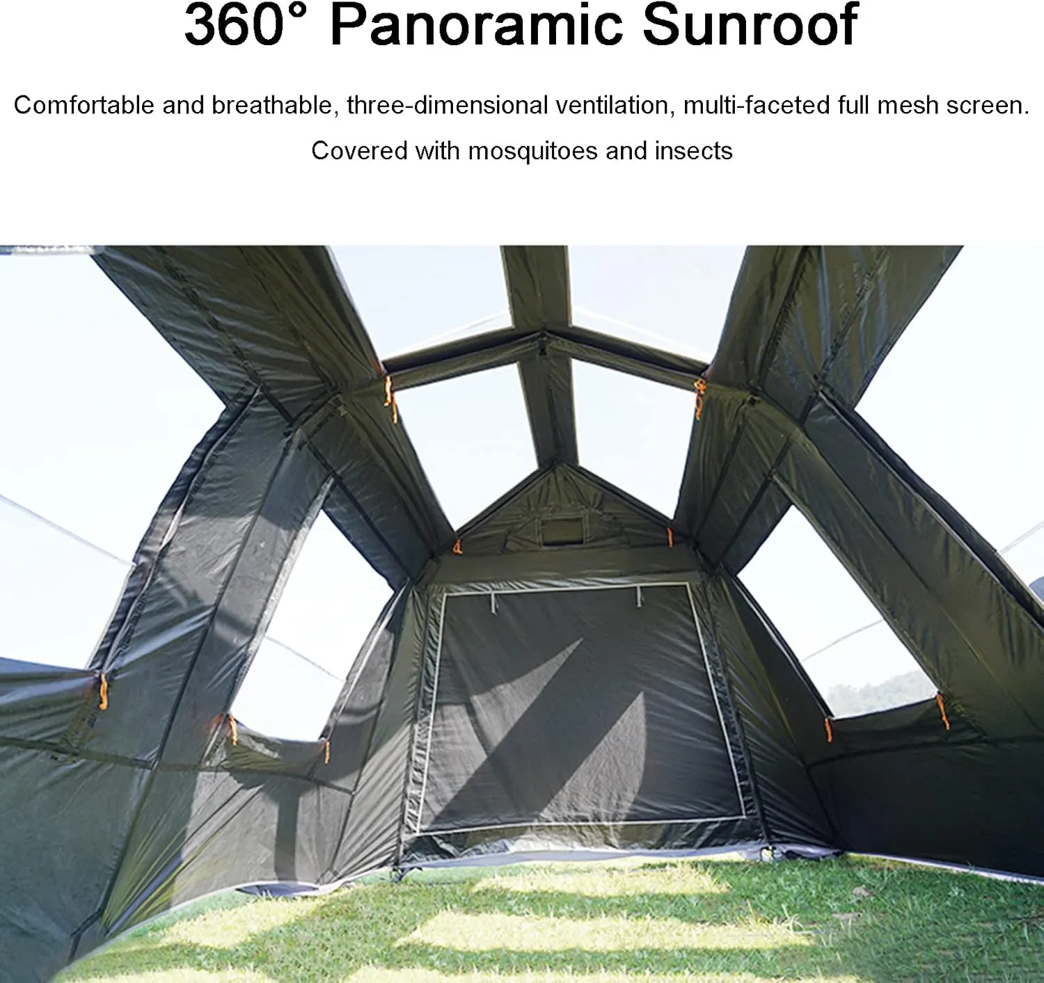 Layer Double Camping Tent 12 Person, Family Cabin Tents, 2 Rooms, Straight Wall, 3 Doors and 3 Window with Mesh, Waterproof, Big Tent for Outdoor, Picnic, Friends Gathering
