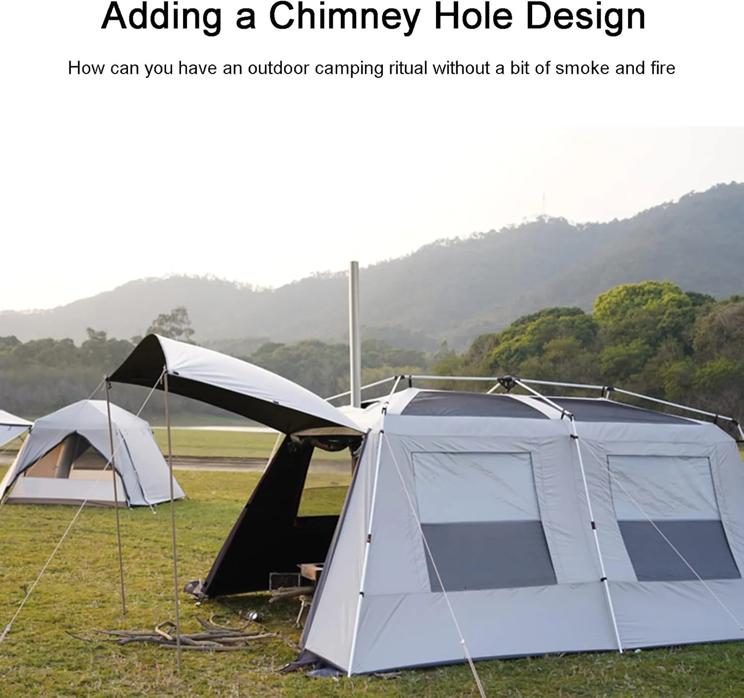 Layer Double Camping Tent 12 Person, Family Cabin Tents, 2 Rooms, Straight Wall, 3 Doors and 3 Window with Mesh, Waterproof, Big Tent for Outdoor, Picnic, Friends Gathering