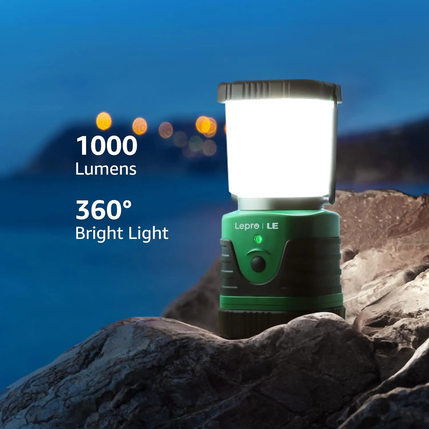 LE Bundle - 2 Items: 1000LM LED Camping Lantern Rechargeable, 4400mAh Power Bank & LED Rechargeable Camping Lantern, 7 White & RGB Light Modes, 2 Packs